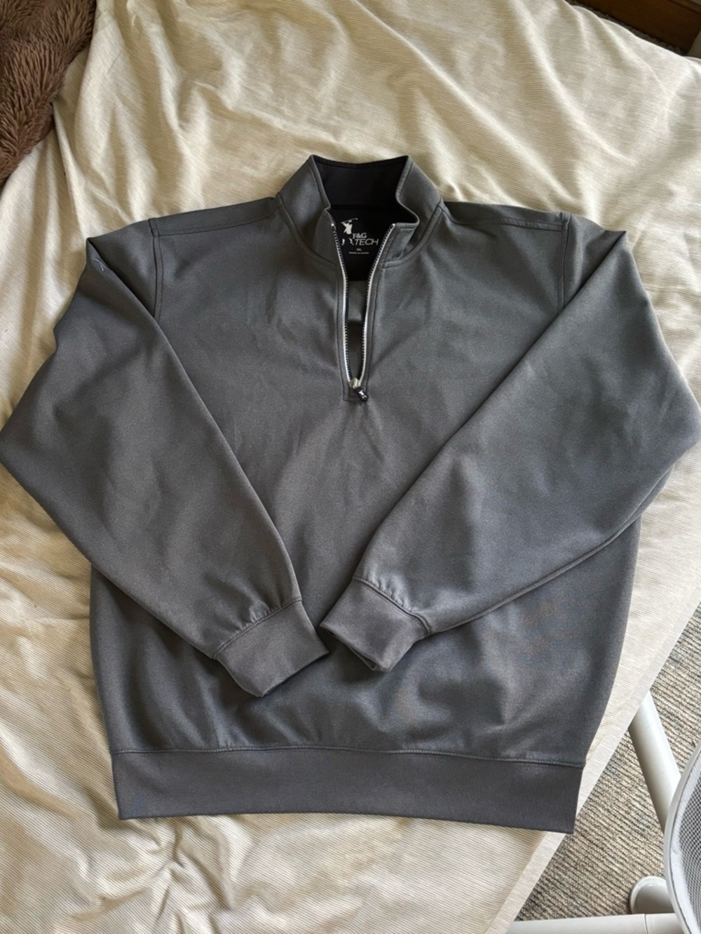 F&G Tech Men's Quarter-Zip Pullover Sweater - Gray